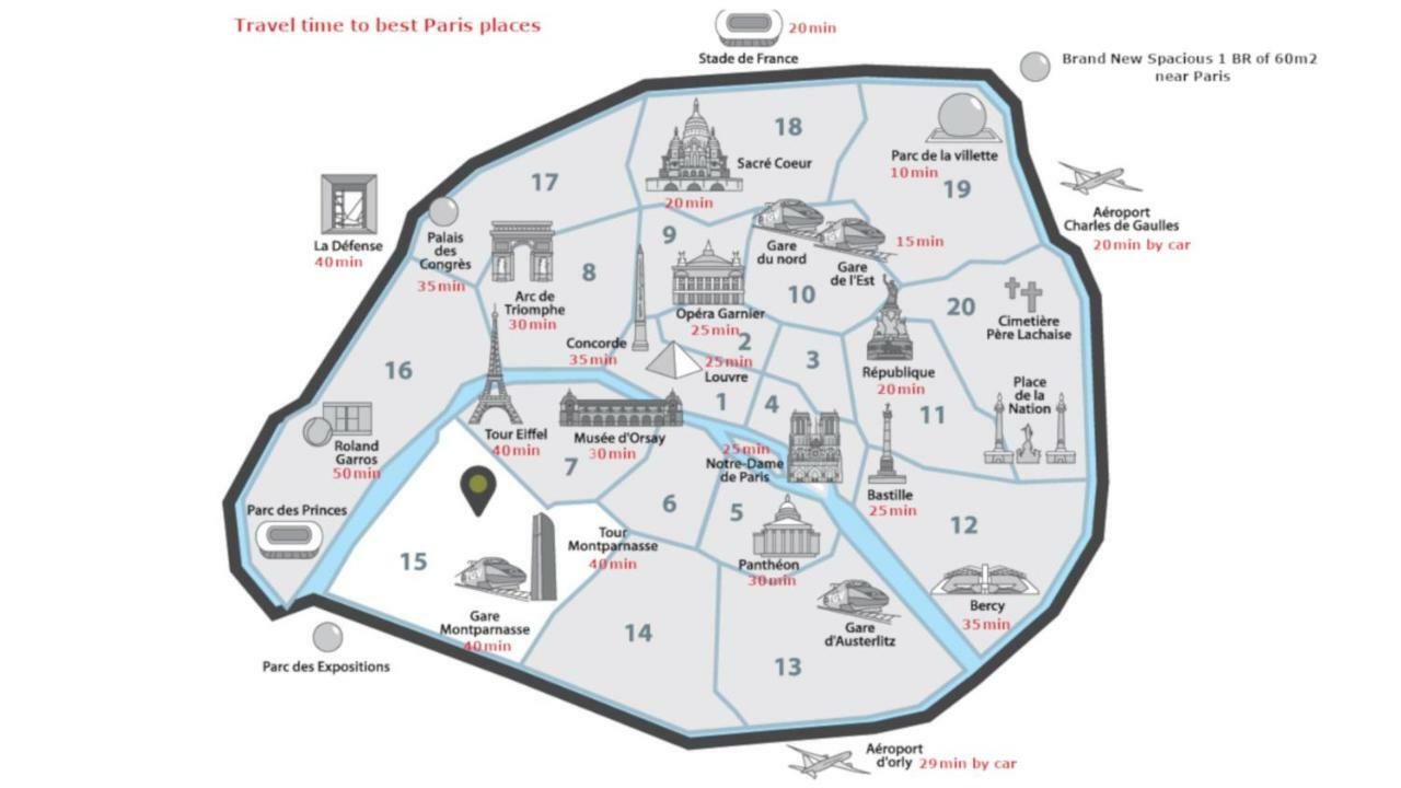 Grand F3 60M2 Pour 6 Personnes - Paris 19Eme - Stade De France - La Villette Aubervilliers Dış mekan fotoğraf